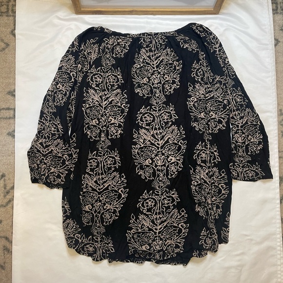 Lucky Brand size 3X quarter sleeves black and tan blouse - Picture 3 of 6